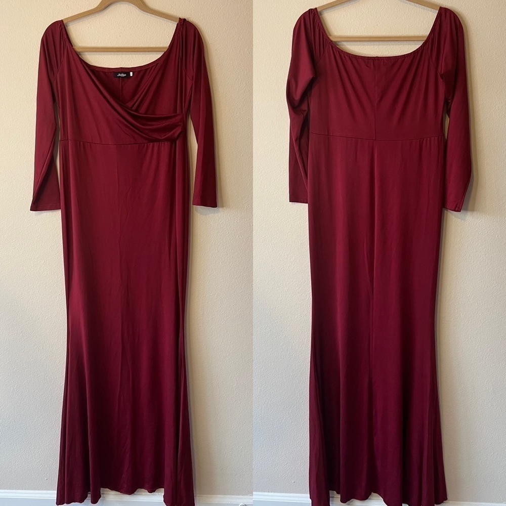 Long Sleeve Maternity Gown - Photo Shoot - Burgundy - Size Med - EUC - Picture 4 of 4